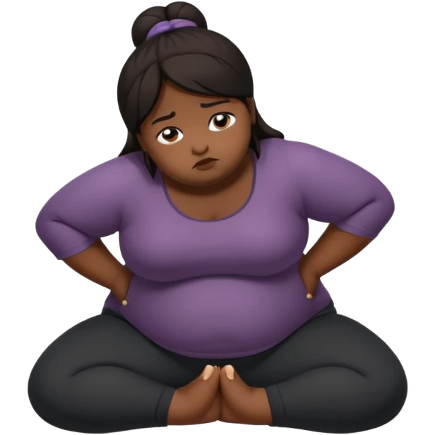 Sad fat girl doing crow pose dark hair emoji