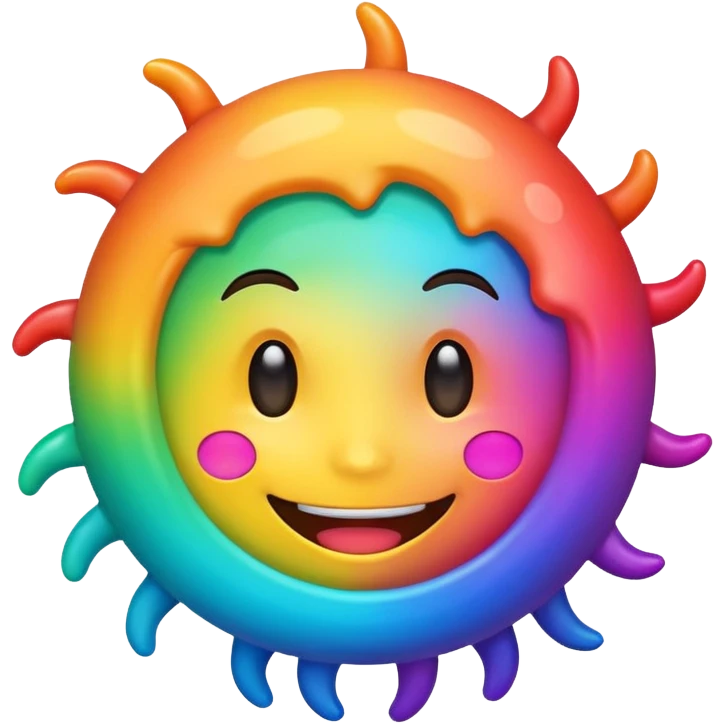 smiling virus with a rainbow gradient emoji