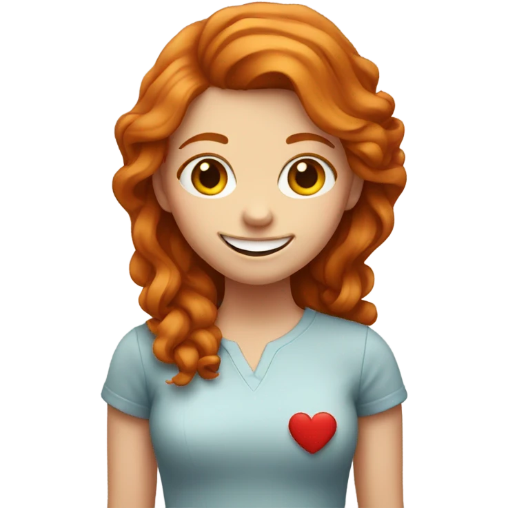 ginger pretty girl smiling with a heart emoji