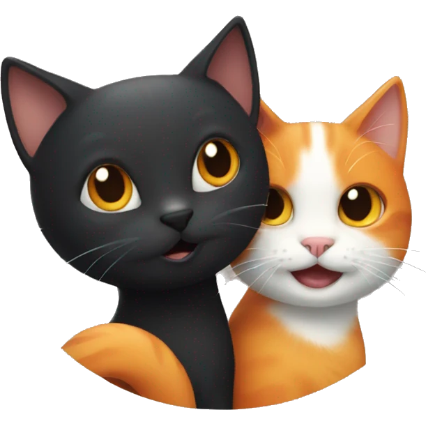 Black Cat and Orange Cat being happy emoji