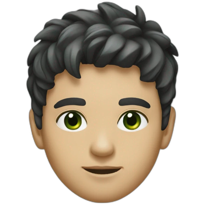 Programmer with dark fade haircut, dark green eyes without glasses in black hoodie emoji
