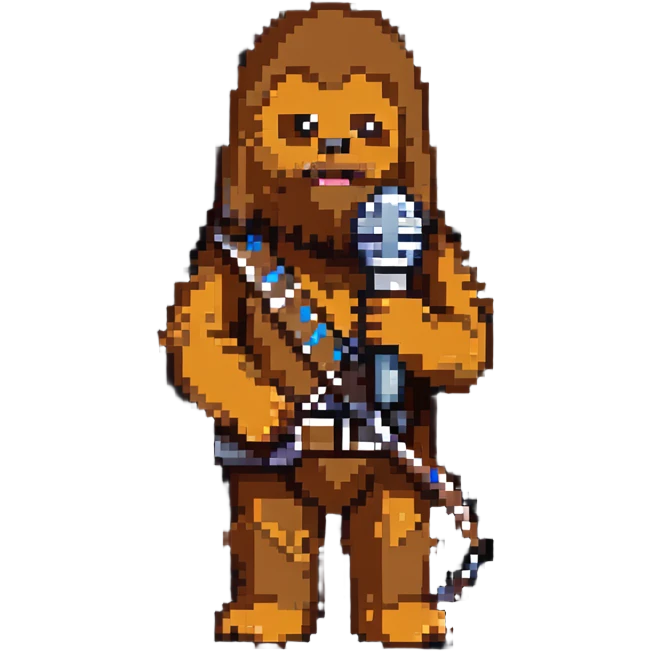 Chewbacca holding a microphone emoji