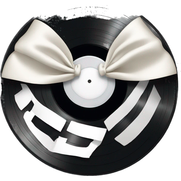 vinyl record with white bow emoji