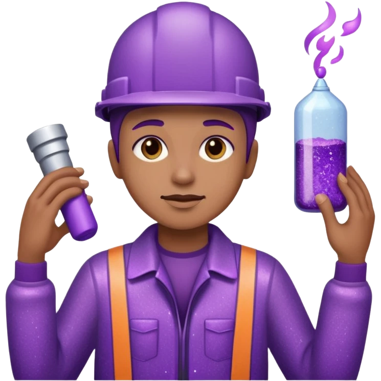 industrial worker wearing purple glittery clothes emoji
