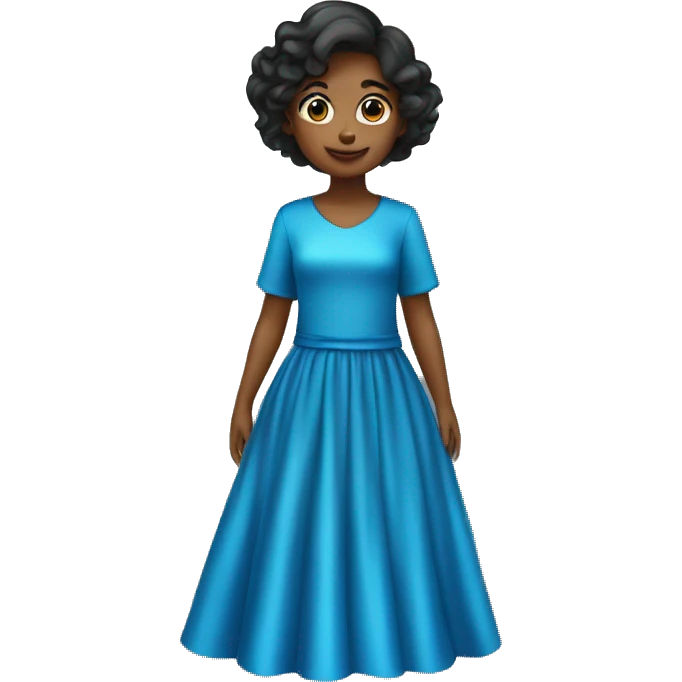 Girls wear blue drees with shinning emoji