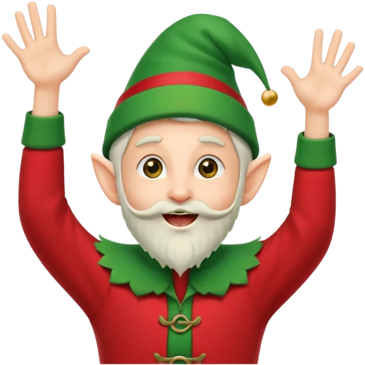 DUENDE NAVIDEÑO CON ORTODONCIA Y MANOS ARRIBA ANIMANDO emoji