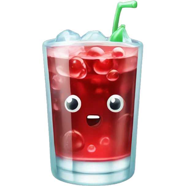 Glass of fizzy cherry coke with ice  emoji