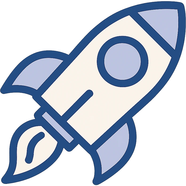 rocket icon, clean and simple, modern icon style, minimal color emoji