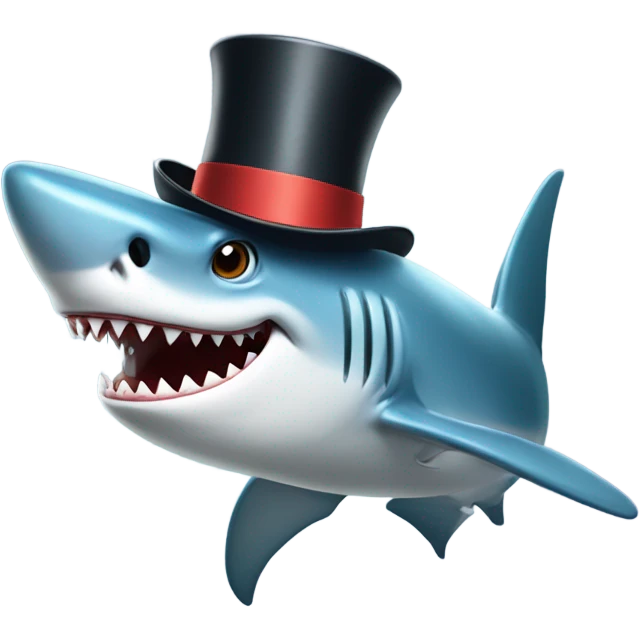 Shark with a top hat sticking tongue out  emoji