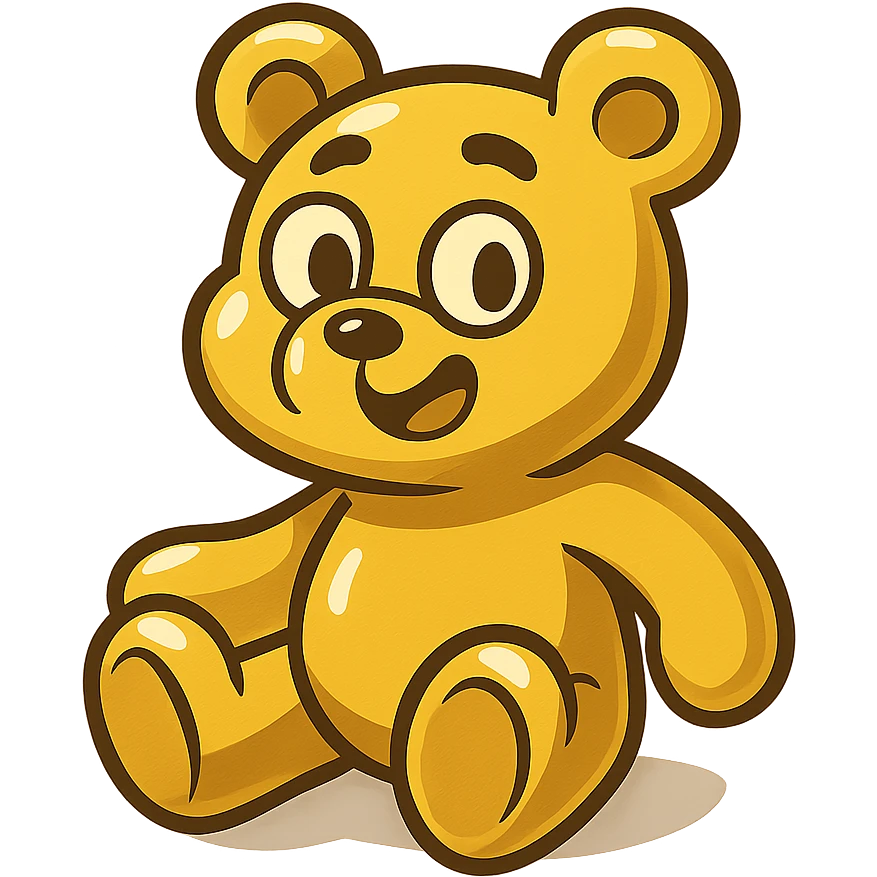 gold teddybear, metallic, shiny, icon emoji