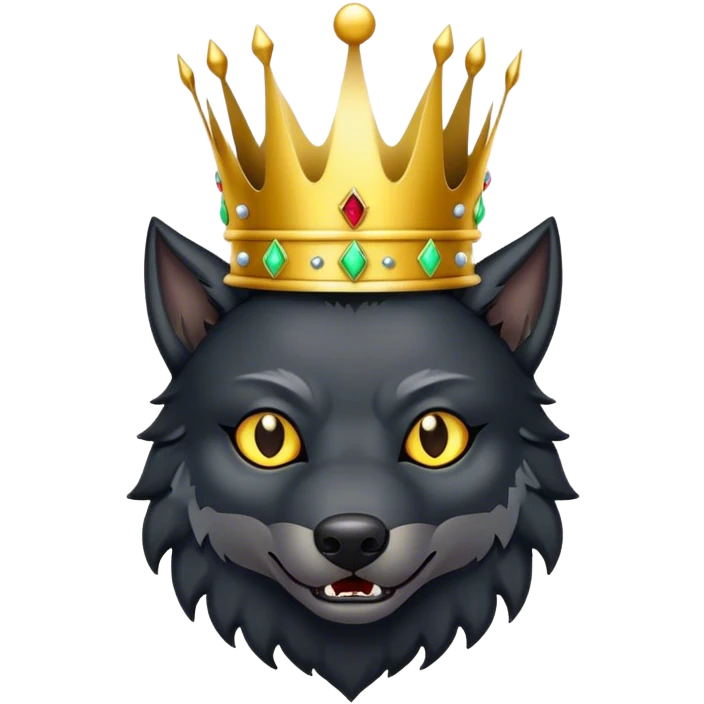 Scary Evil Black Wolf with Gold Crown emoji