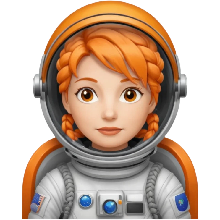 Astronauts, Middle-age, female, orange braided hair emoji