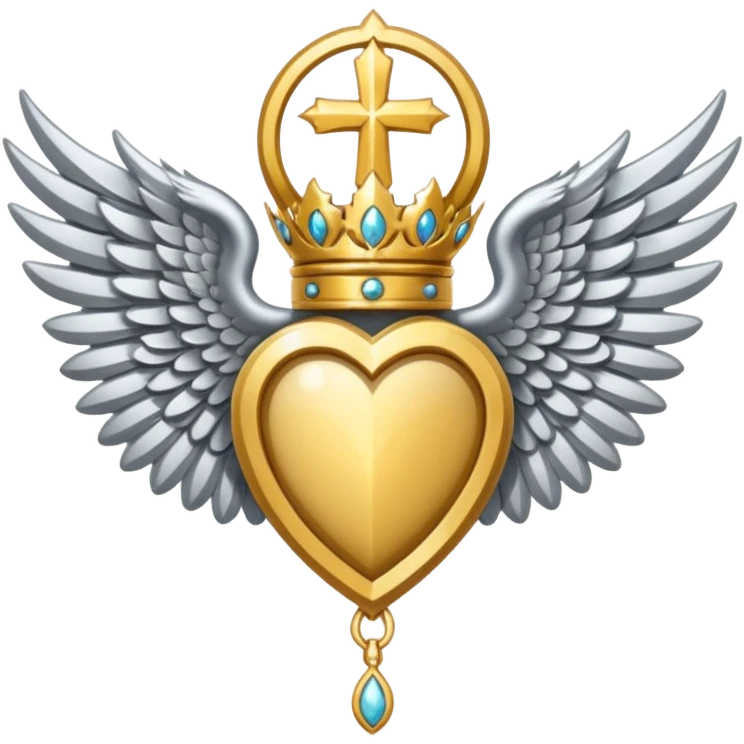 Holy Saint  Emblem with Silver wings emoji