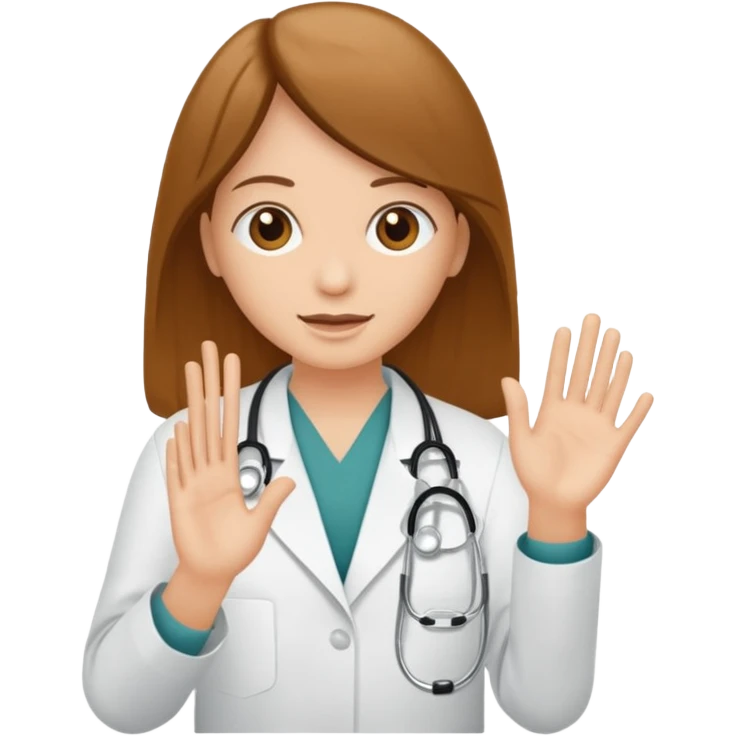 Radiografía de mano sostenida por un médico sin estetoscopio bata blanca  piel clara cabello café obscuro emoji