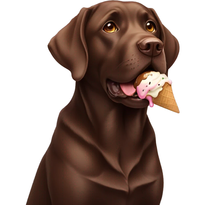 Chocolate Labrador with an ice cream  emoji