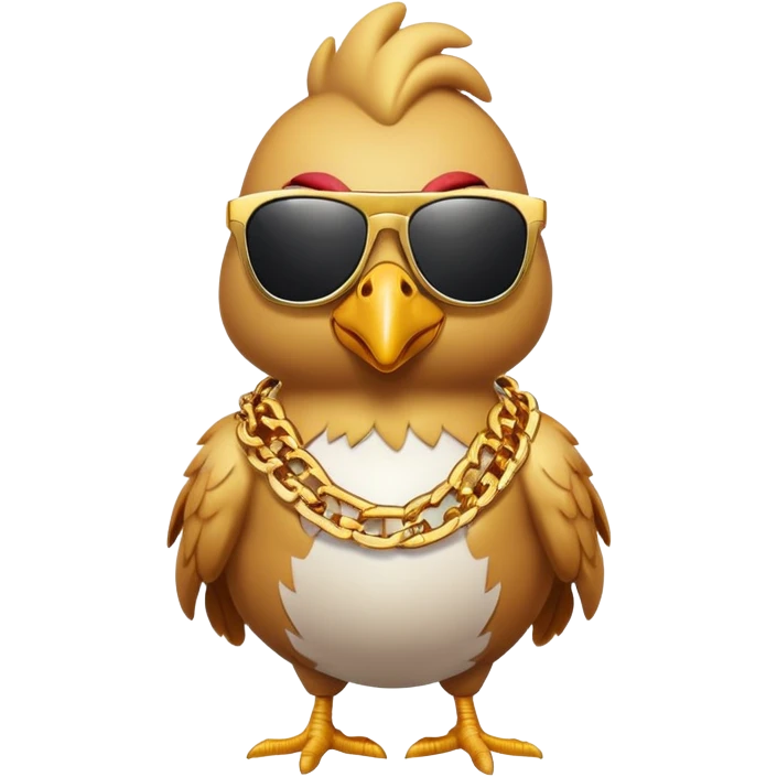 chicken gangster with sunglasses and gold chains emoji