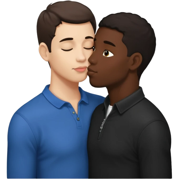Naked white adult male darki hair kissing black adult male, full view on top of each other  emoji