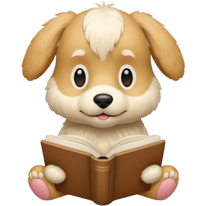 Beige dog reading a beige book aesthetic  emoji