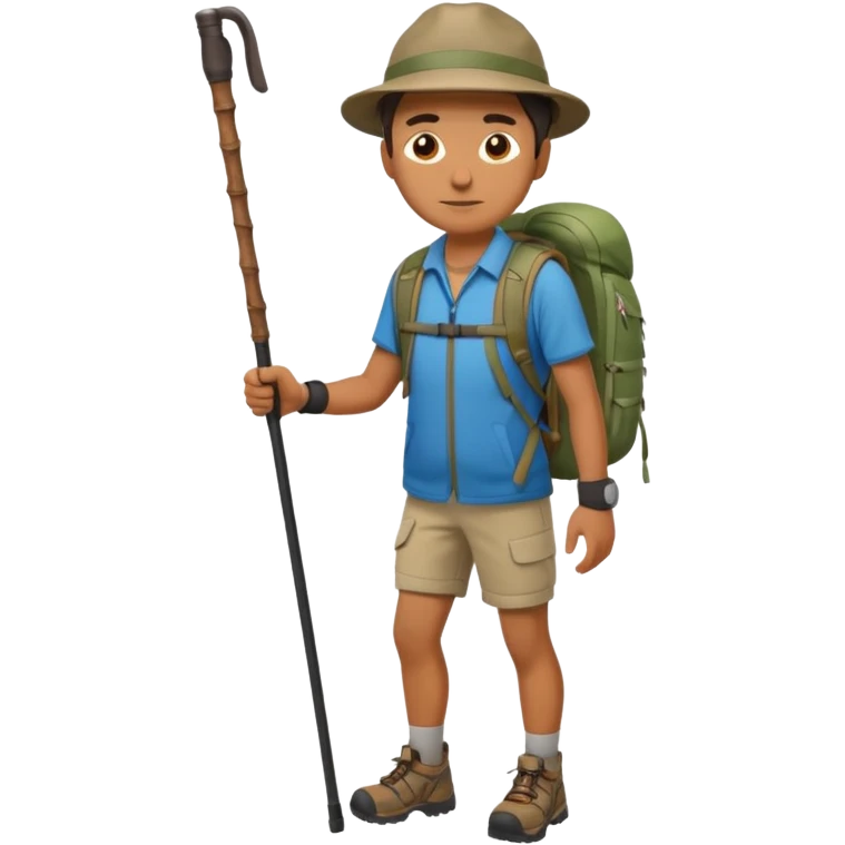 memoji face iphone: men, a solo hiker with carrying a few items and make it face only emoji