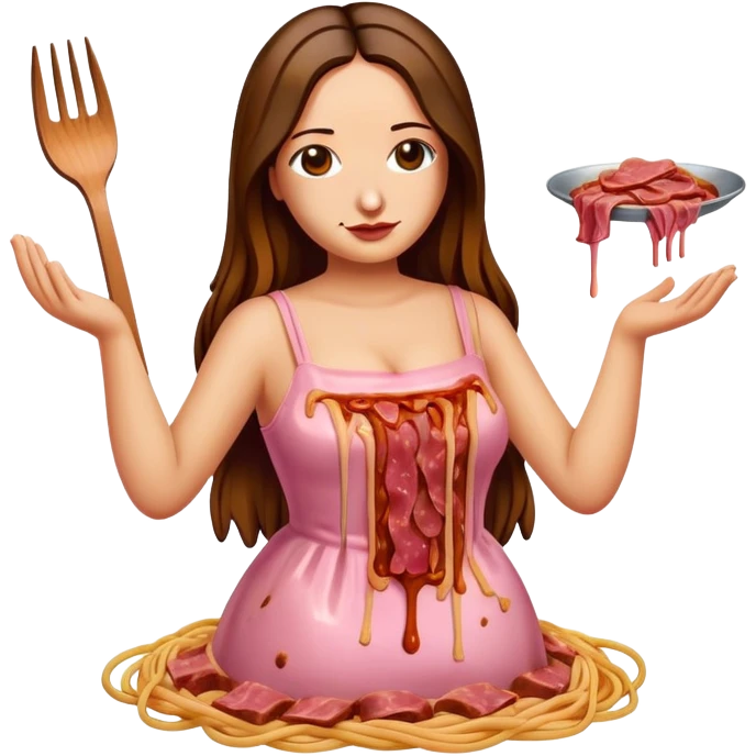 SPAM meat melted pink dripping sauce spaghetti dress monalisa portrait emoji