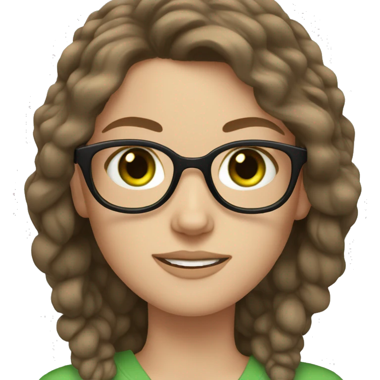 white girl brown hair glasses and green eyes emoji