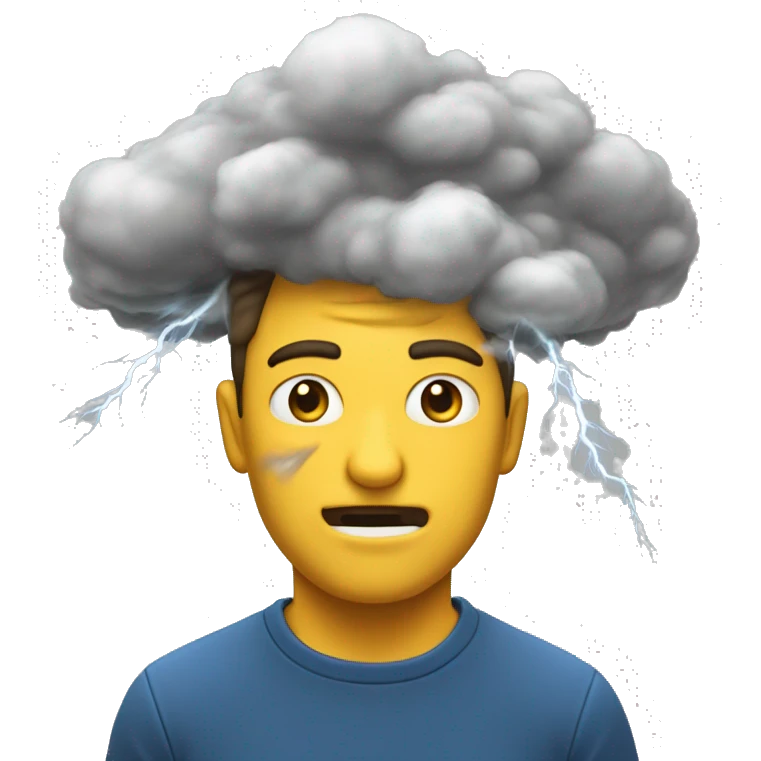 homme surpris avec une tornade au dessus de la tête emoji