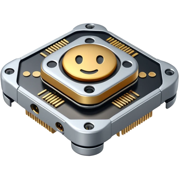ultra realistic processor with small stamp drone emoji