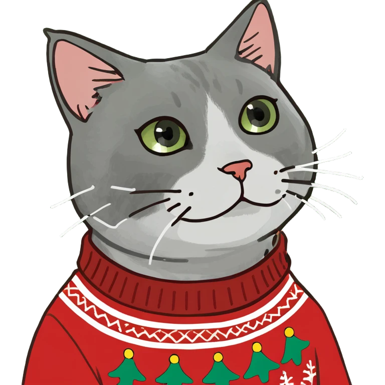 Cat in Christmas sweater  emoji