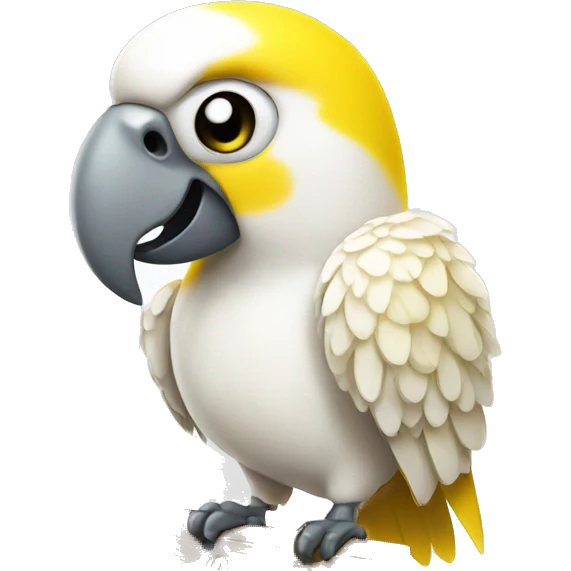 white and yellow parrot  holding a sign with the inscription  emoji