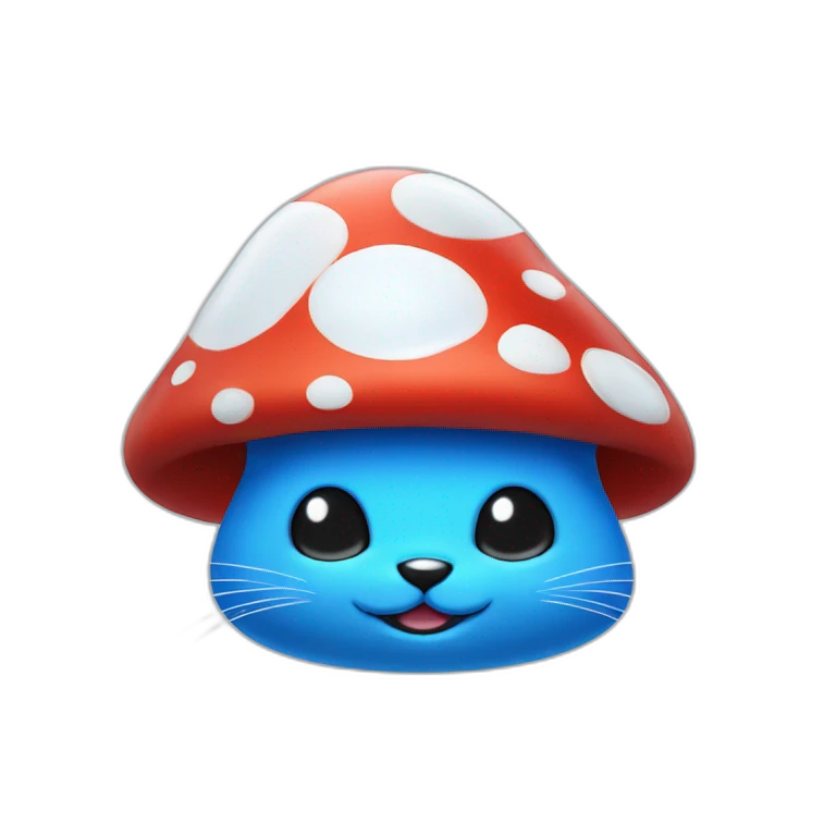 Smurf blue cat mushroom hat emoji