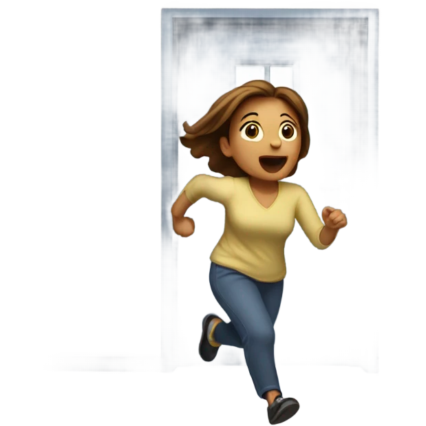 Woman running out a door emoji