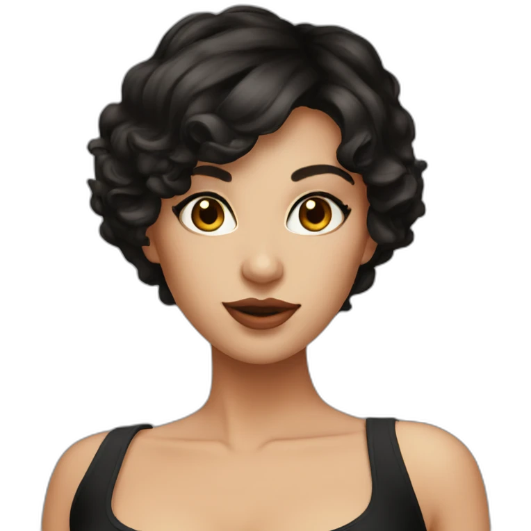 Sexy pixie Short hair brunette with black long dress emoji