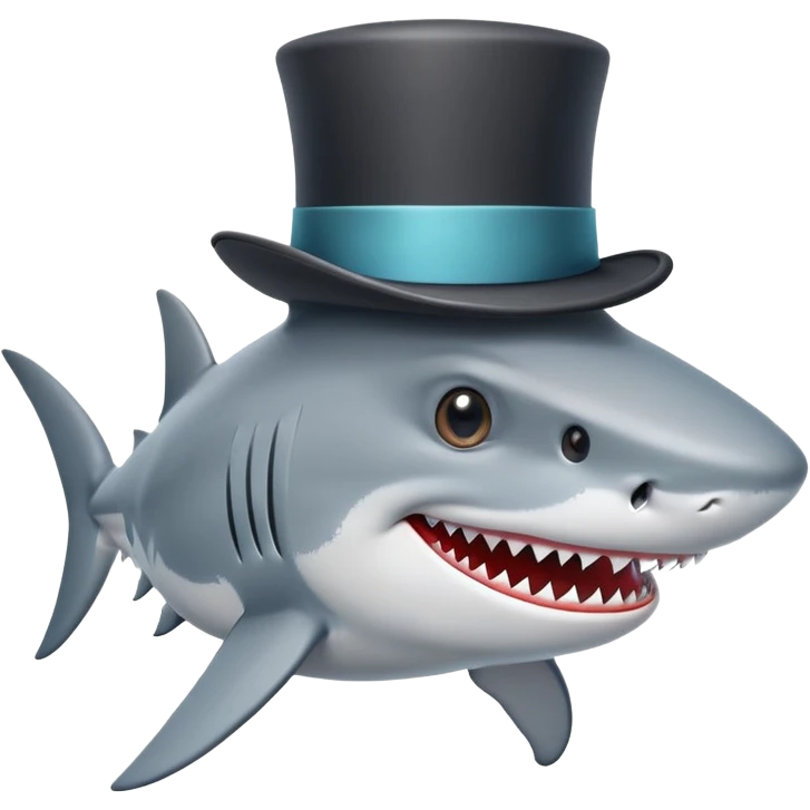 Shark with a top hat emoji