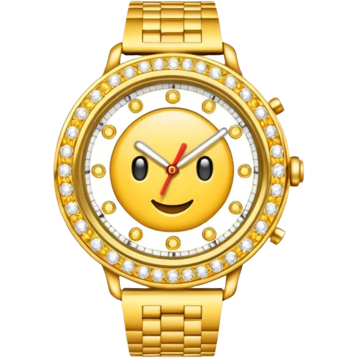 Crea un reloj de oro amarillo con muchos diamantes emoji