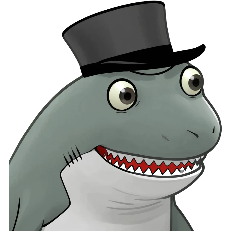 Shark with a top hat emoji