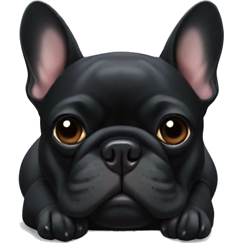 An all-Black French bulldog napping emoji