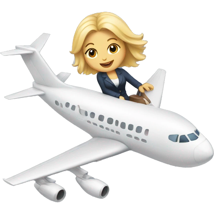 Lady with blonde hair riding plane on birthday emoji