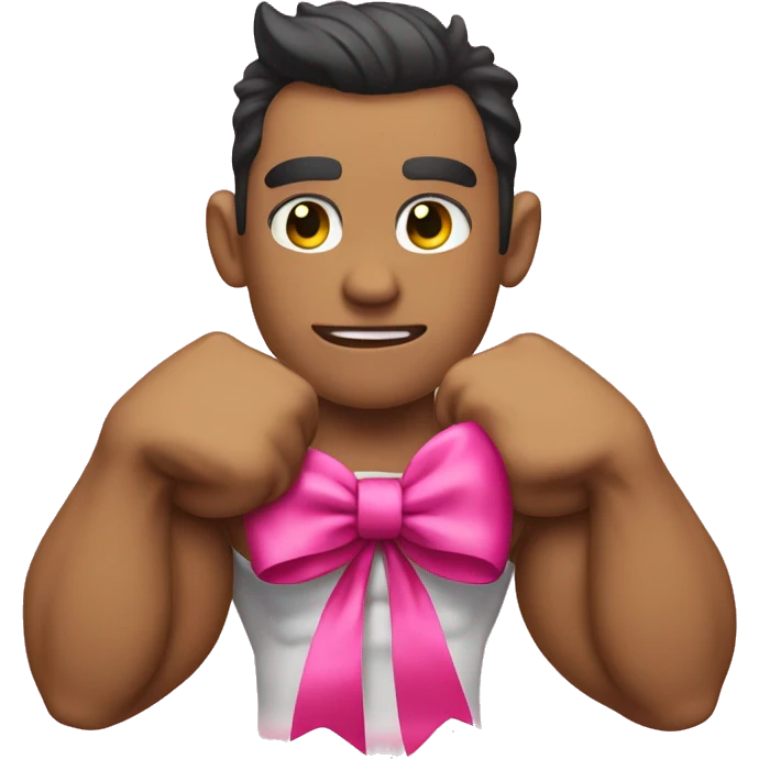 Flexing muscle bicep with a pink bow around it emoji