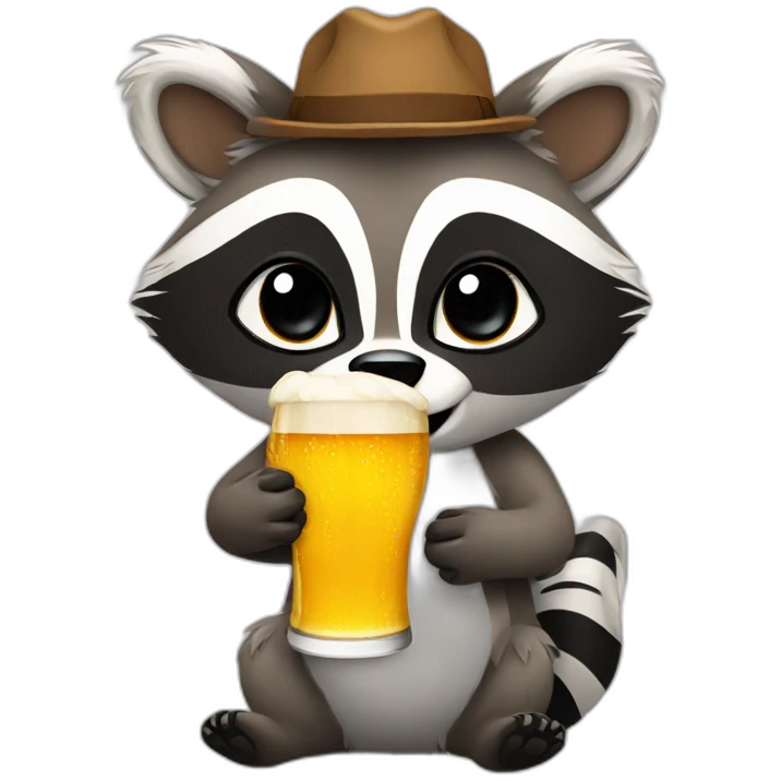 raccoon with beer emoji