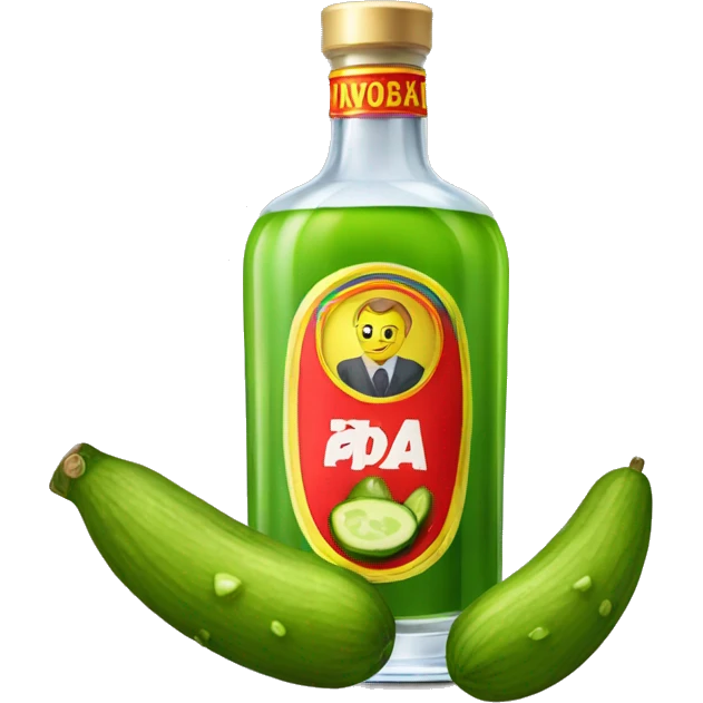 a shot of vodka with a pickle in Russian style emoji