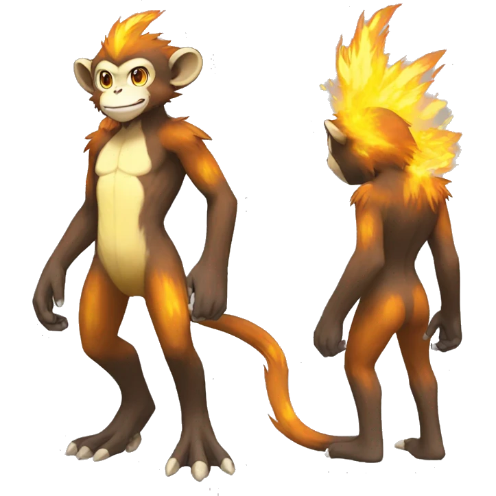 Shiny-Fire-Pokémon-Fakemon-Monkey full body emoji