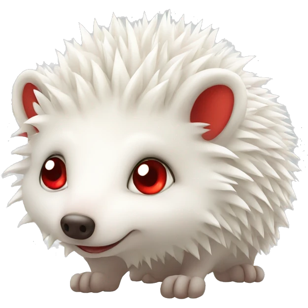 Cute white hedgehog with red eyes emoji