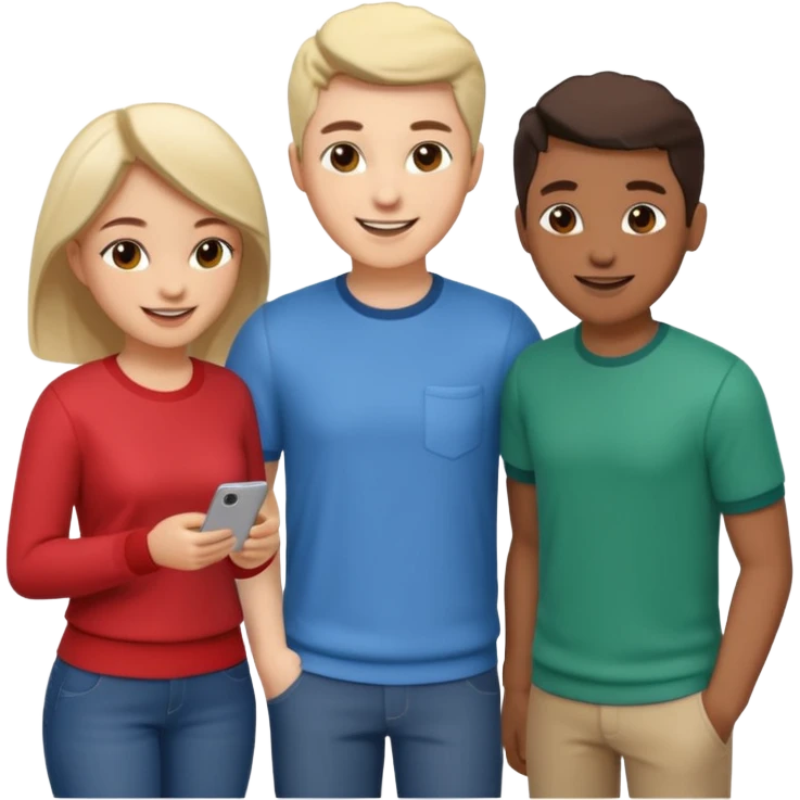 isometric airbnb style render of three people neighbours emoji