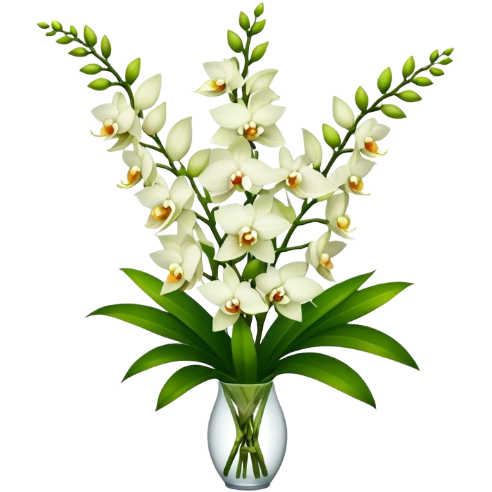 big bouquet Dendrobium Orchid, stem, leaf emoji