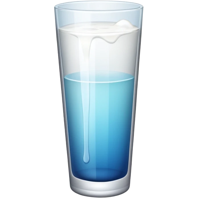 the drink is white, The bottom and mouth of the glass are the same width and thin a toll, There is only white liquid inside,photo realistic emoji