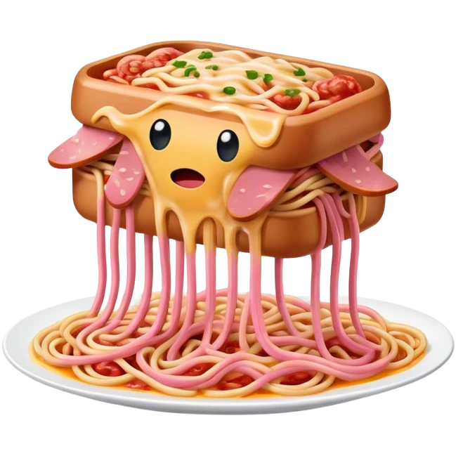  SPAM meat melted flying spaghetti pink gooey slop art emoji