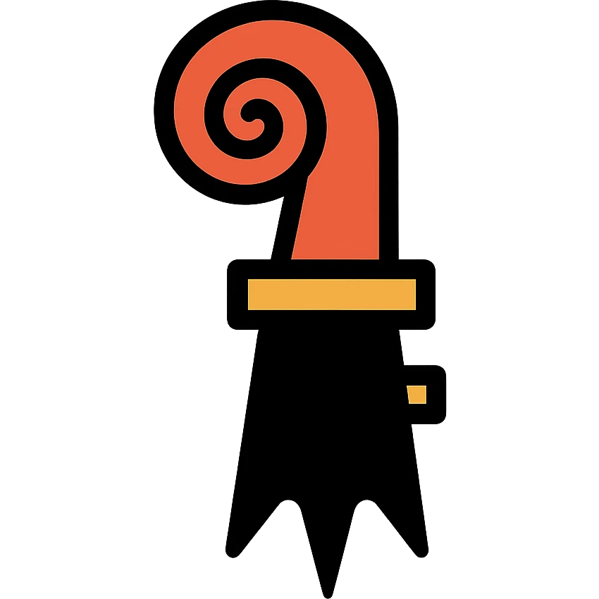 Basel-Stadt flag, stylized black crozier on white, minimalistic, no text, flat icon emoji