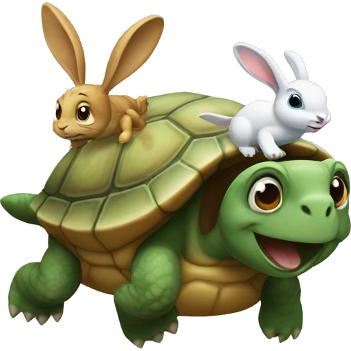 Turtle and rabbit running emoji