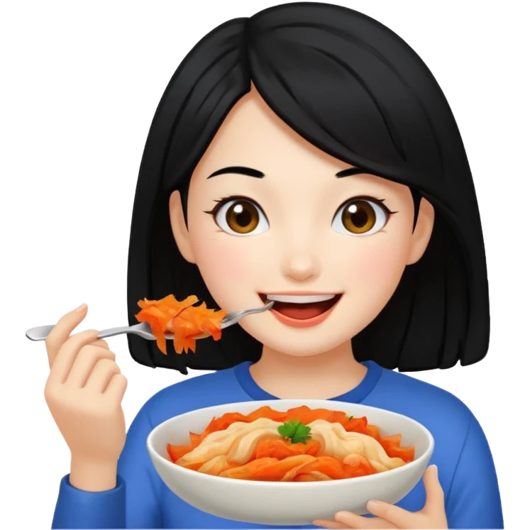 Girl black hair eat kimchi emoji