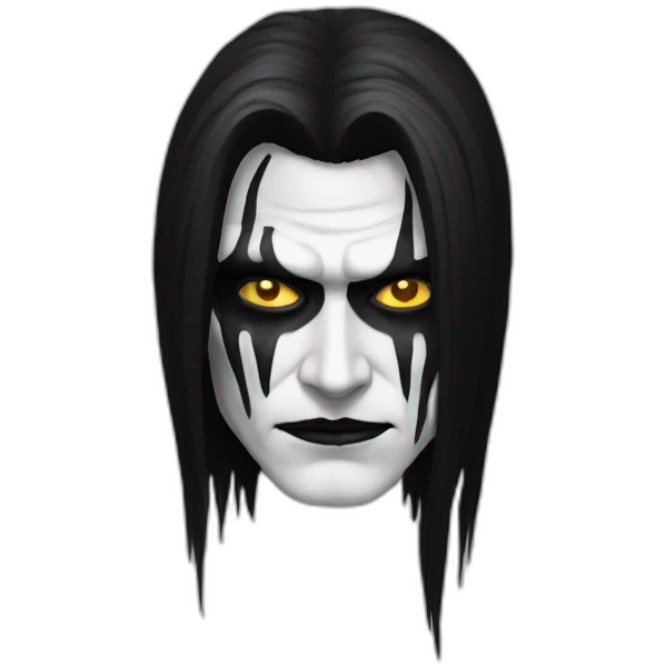 a man with long black hair and corpse paint on his face emoji